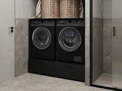 Wasmachinekast LAUNDRY 2 machines zwart