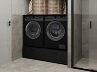 Wasmachinekast LAUNDRY 2 machines zwart