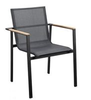Mizu stackable dining chair alu black/black textilene - Yoi