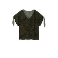 Desigual T-shirt met printopdruk en open detail olijfgroen/kaki/donkergroen - thumbnail