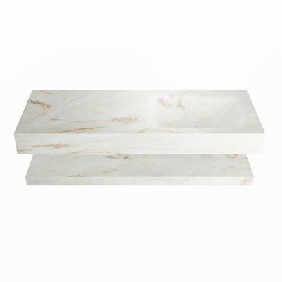 MONDIAZ ALAN-DLUX 120cm planchet Frappe. Vrijhangende wastafel CLOUD rechts zonder kraangat, kleur Frappe.