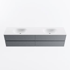 MONDIAZ VICA 200cm badmeubel onderkast Plata 4 lades. Wastafel MOON dubbel 2 kraangaten, kleur Talc.