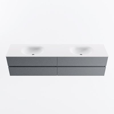 MONDIAZ VICA 200cm badmeubel onderkast Plata 4 lades. Wastafel MOON dubbel 2 kraangaten, kleur Talc.