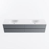 MONDIAZ VICA 200cm badmeubel onderkast Plata 4 lades. Wastafel MOON dubbel 2 kraangaten, kleur Talc.