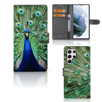 Samsung Galaxy S22 Ultra Telefoonhoesje met Pasjes Pauw - thumbnail