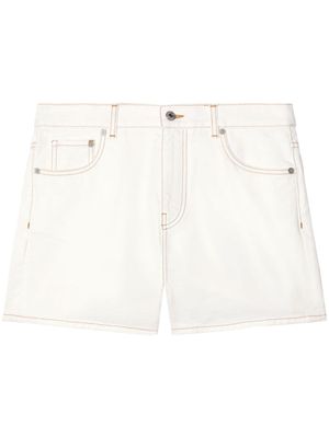 Off-White short en jean à coutures contrastantes - Blanc