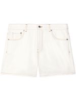 Off-White short en jean à coutures contrastantes - Blanc - thumbnail