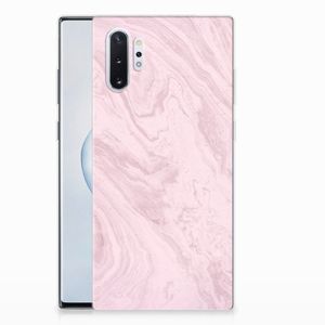 Samsung Galaxy Note 10 Plus TPU Siliconen Hoesje Marble Pink - Origineel Cadeau Vriendin