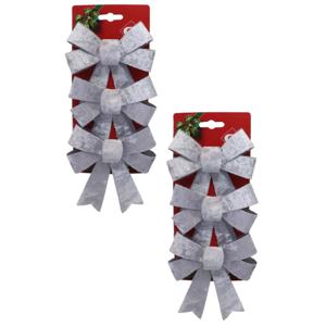 Kerst ornamenten strikken - 6x st - zilver - 10 x 13 cm - kerstboomstrikjes