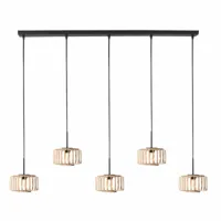 Mexlite Hanglamp HaloSwap 5 lichts L 110 cm bamboe zwart