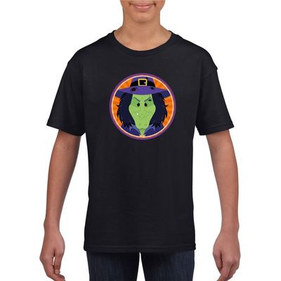 Halloween heks t-shirt zwart kinderen