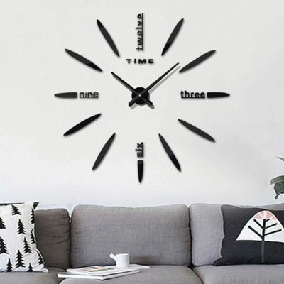 Slaapkamer Home decor grote 3D spiegel DIY muur sticker klok grootte: 100 * 100cm (zwart)