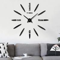 Slaapkamer Home decor grote 3D spiegel DIY muur sticker klok grootte: 100 * 100cm (zwart)