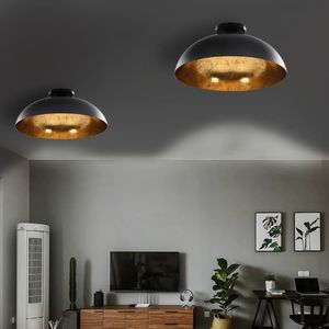 VidaXL Plafondlampen 2 st halfrond e27 zwart en goudkleurig