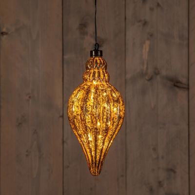 B.O.T. Glass Ornament Antique Gold 10,5X21,5 cm 15Led Classic - Annas collection
