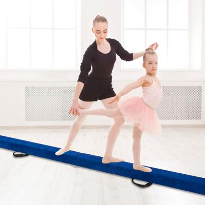 240 CM Opvouwbare Evenwichtsbalk Schuimrubberen Gymnastiekbalk met Massief Houten Basis en Antislip Onderzijde voor Tienerkinderen