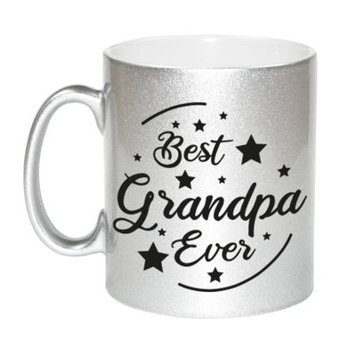 Zilveren Best Grandpa Ever cadeau koffiemok / theebeker 330 ml Zilveren Best Grandpa Ever cadeau koffiemok / theebeker 330 ml