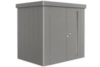 Biohort Metalen tuinhuis Neo - Dubbele deur - Kwartsgrijs - 1B (236x180 cm)- Plat dak- Metaal- Biohort