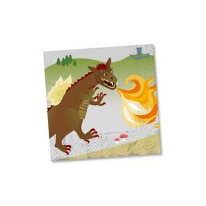 Middeleeuws feest thema servetten met draken en ridders - 20x - 33 x 33 cm - papier