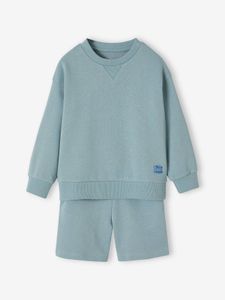 Sportieve set met trui en korte broek jongens blauwgroen