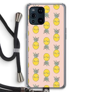 Ananas: Oppo Find X3 Pro Transparant Hoesje met koord