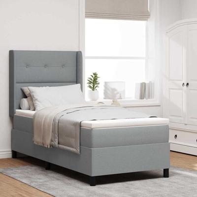 Boxspringbed met matras stof lichtgrijs 100x200 cm