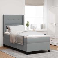Boxspringbed met matras stof lichtgrijs 100x200 cm