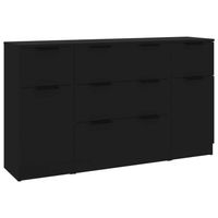 The Living Store Dressoirs - Dressoir met 3 lades - 60 x 30 x 70 cm - Zwart - thumbnail