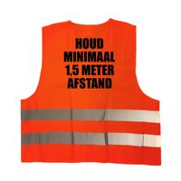 Houd 1,5 meter afstand vestje / hesje oranje met reflecterende strepen voor volwassenen - thumbnail
