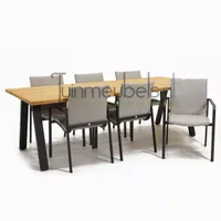 Tuinstoel Anzio dining Soft grey met Ambassador 240 cm teaktafel