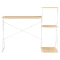 The Living Store Bureau X met Schappen - 116 x 50 x 93 cm - Wit en Eiken - PVC-Coating en Gepoedercoat Staal - thumbnail