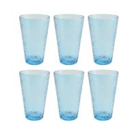 OTIX Waterglazen - Longdrink - Limonade - Glazen - Set van 6 - Stapelbaar - 300ml - Gehamerd Glas - Rookglas - Blauw - thumbnail
