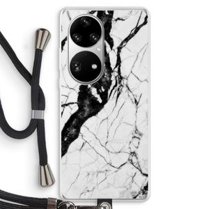 Witte marmer 2: Huawei P50 Pro Transparant Hoesje met koord