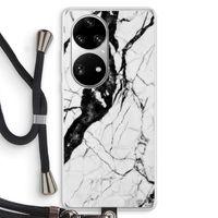 Witte marmer 2: Huawei P50 Pro Transparant Hoesje met koord
