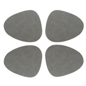 Unique Living placemats Floris lederlook - 8x - 39 x 30 cm - donkergrijs - PU leather - tafel onderl