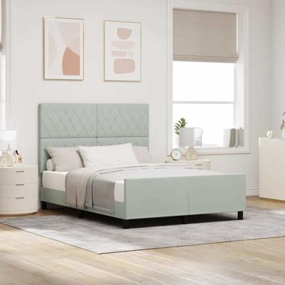Bedframe met hoofdeinde Lichtgrijs 140 x 200 cm Fluweel
