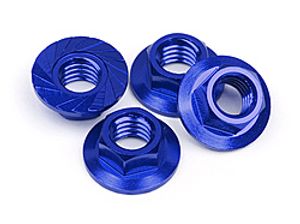 Serrated flange nut m4 (blue/4pcs)