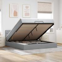 Ottoman bed met matras 200x200 cm stof lichtgrijs