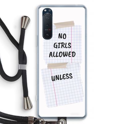 No Girls Allowed Unless: Sony Xperia 5 II Transparant Hoesje met koord