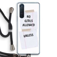 No Girls Allowed Unless: Sony Xperia 5 II Transparant Hoesje met koord