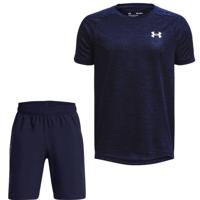 Under Armour Tech 2.0 Woven Trainingsset Kids Donkerblauw Wit - thumbnail
