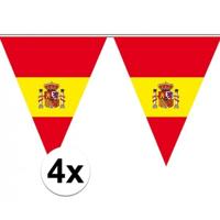 Spanje supporter vlaggenlijn - 4x - kunststof - 500 cm - Spaanse kleuren - feestartikelen/versiering