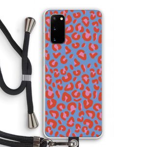 Leopard blue: Samsung Galaxy S20 Transparant Hoesje met koord