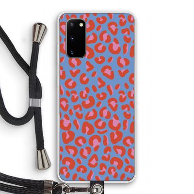Leopard blue: Samsung Galaxy S20 Transparant Hoesje met koord