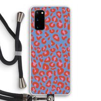 Leopard blue: Samsung Galaxy S20 Transparant Hoesje met koord