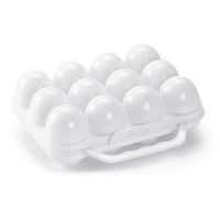 Eierdoos - koelkast organizer eierhouder - 12 eieren - wit - kunststof - 20 x 18,5 cm   - - thumbnail