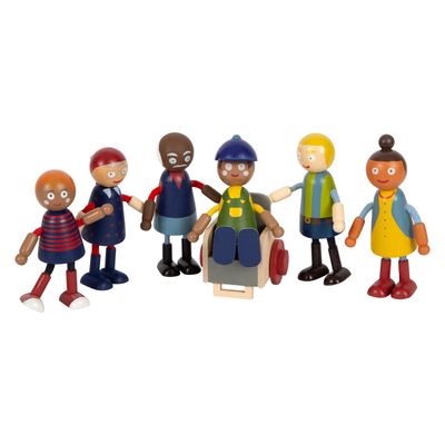Small Foot houten poppenhuis familie met rolstoel, 6st.