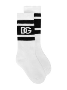 Dolce & Gabbana Kids chaussettes en coton stretch à logo imprimé - Blanc