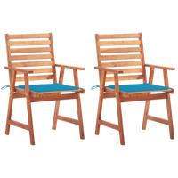 Tuinstoelen 2 st met kussens massief acaciahout