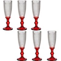 Luxe Monaco serie Champagneglazen set 12x stuks op rode voet 180 ml - Champagneglazen
